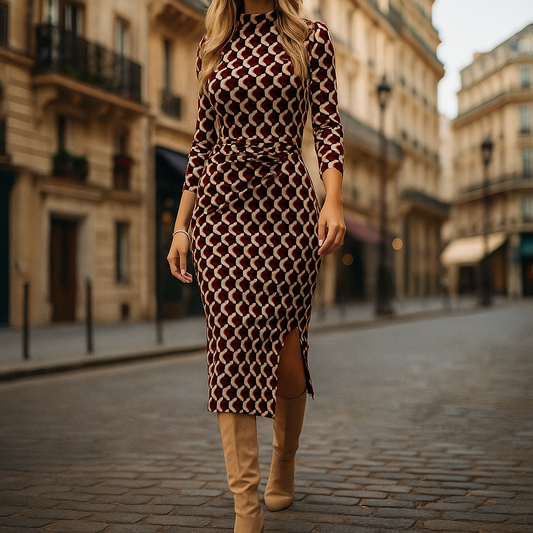 Lange Jurk met grafisch patroon