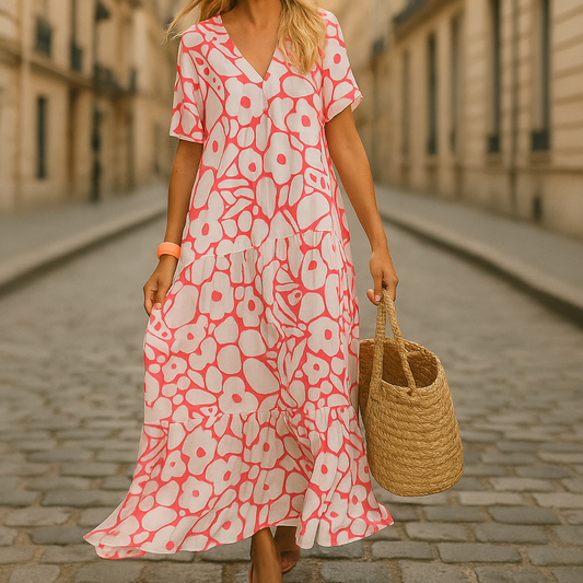 Lange Zomerjurk met bloemenpatroon