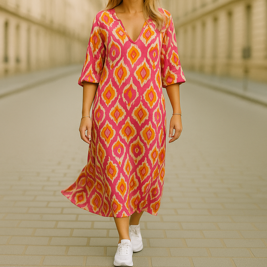 Bohemian Lange Jurk Met Print