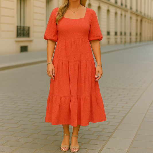 Broderie Midi Zomerjurk